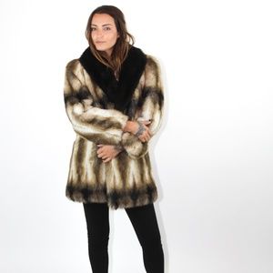 VINTAGE MULTI-COLORED FUR COAT, MADE IN USA